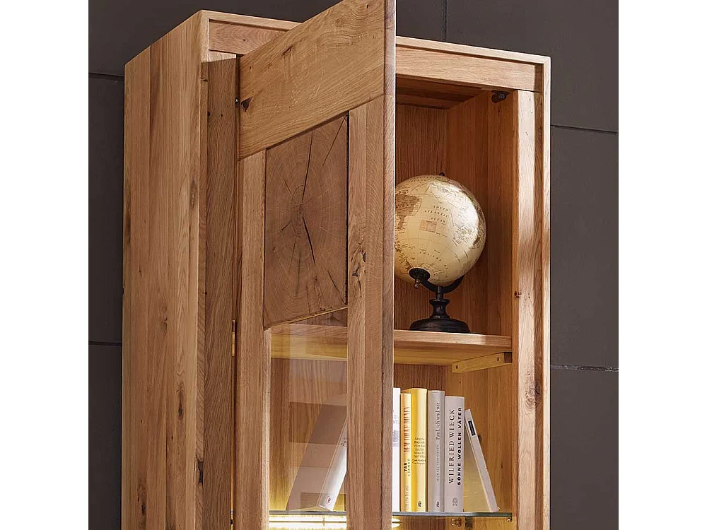 Standvitrine aus Wildeiche Echtholz modern