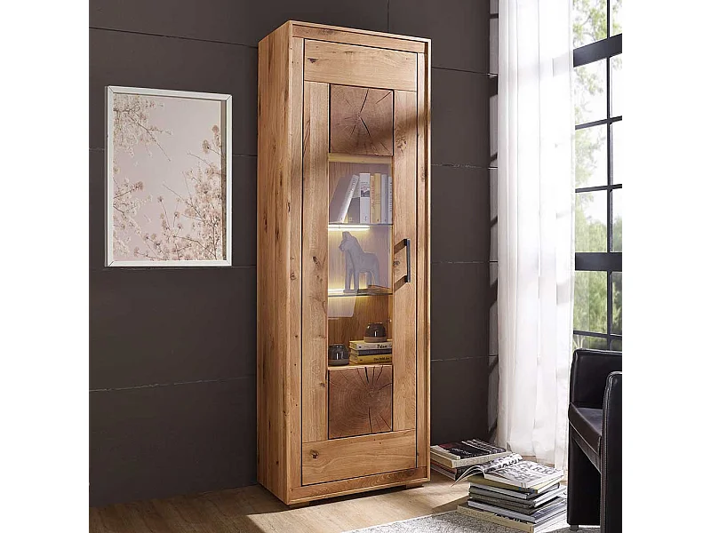 Standvitrine aus Wildeiche Echtholz modern