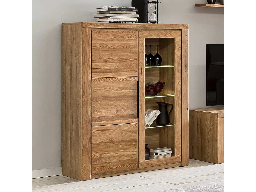 Esszimmervitrine in Eichefarben 1 Glastür 1 Holztür