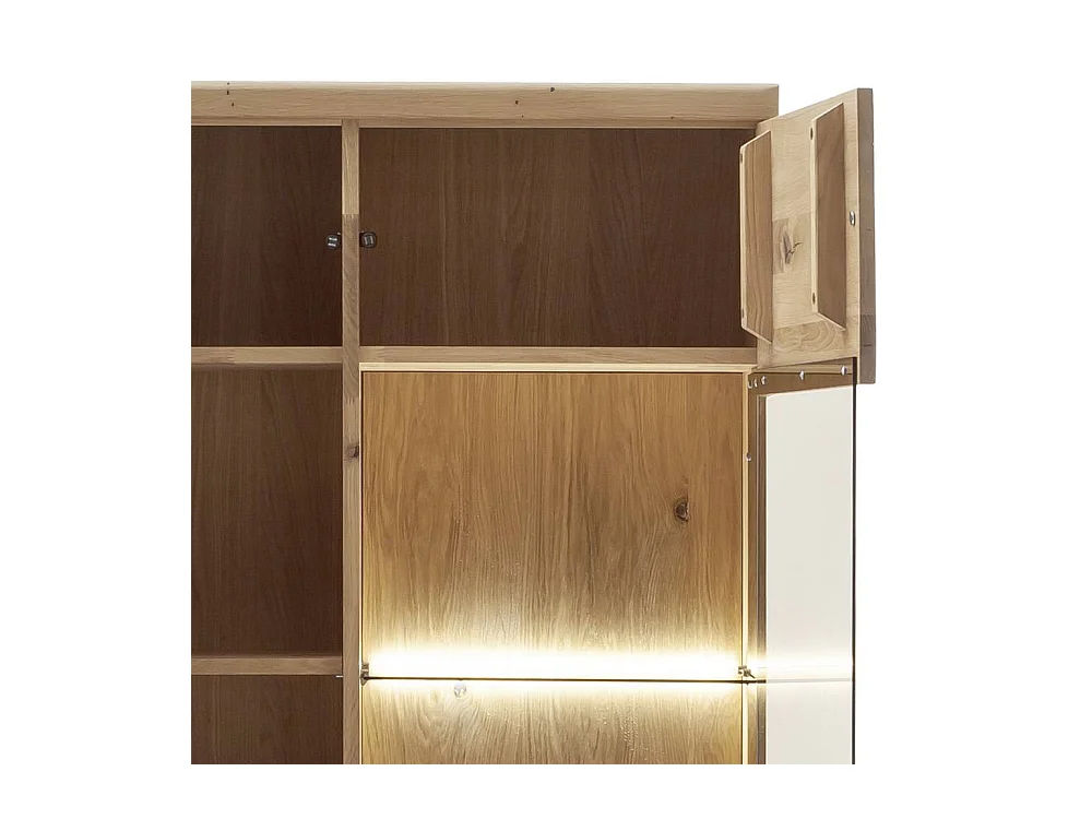 Wohnzimmervitrine Standvitrine aus Asteiche Massivholz 203 cm hoch