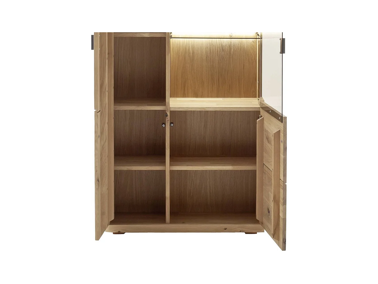 Wohnzimmervitrine Standvitrine aus Asteiche Massivholz 203 cm hoch