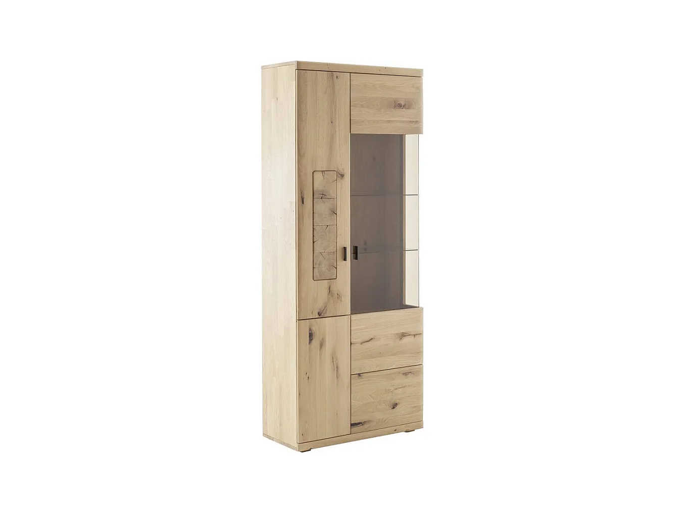 Wohnzimmervitrine Standvitrine aus Asteiche Massivholz 203 cm hoch