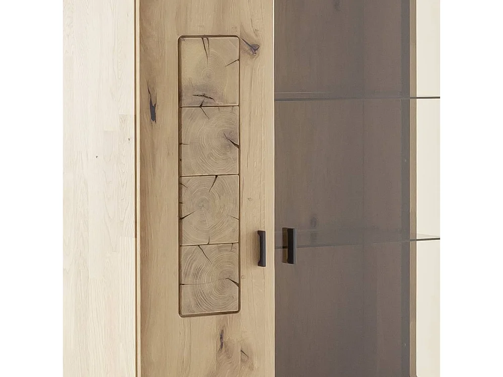 Wohnzimmervitrine Standvitrine aus Asteiche Massivholz 203 cm hoch
