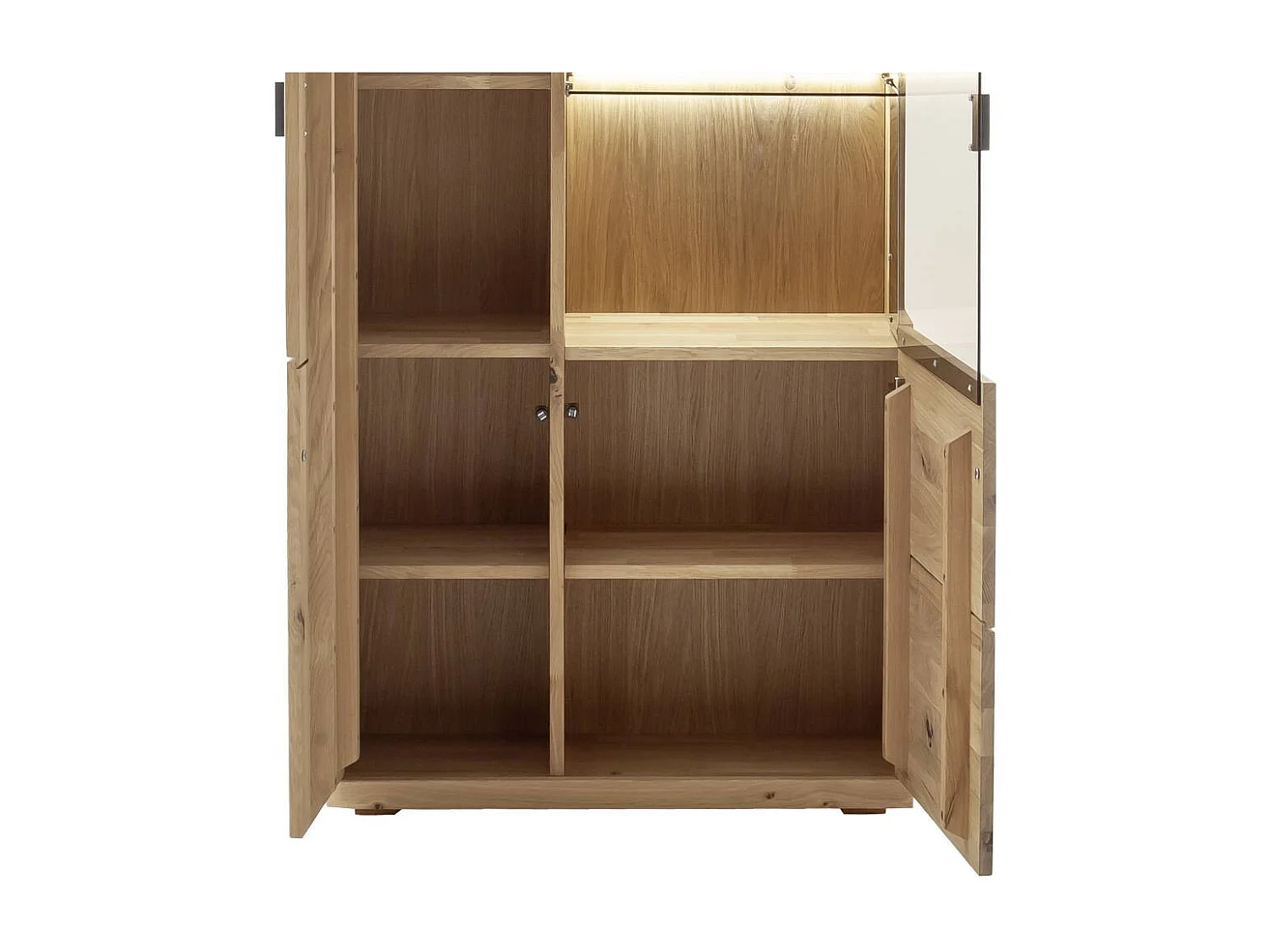 Wohnzimmervitrine Standvitrine aus Asteiche Massivholz 203 cm hoch