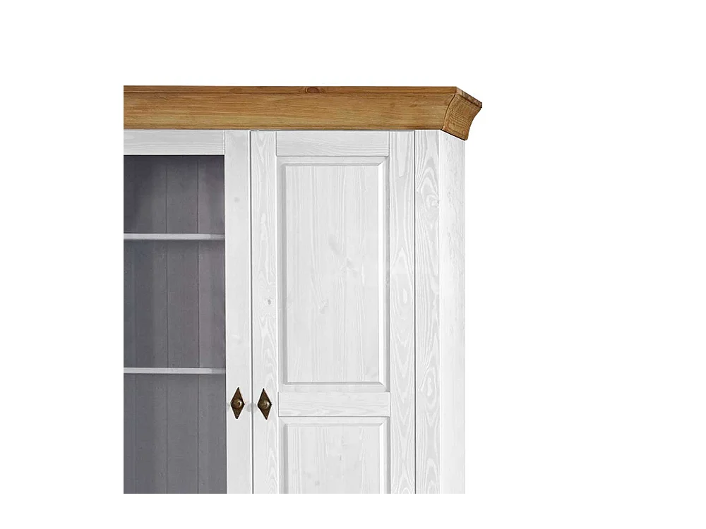 Standvitrine in Weiß Kiefer teilmassiv Landhaus