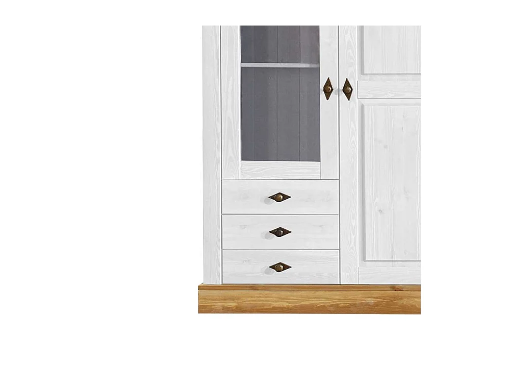 Standvitrine in Weiß Kiefer teilmassiv Landhaus