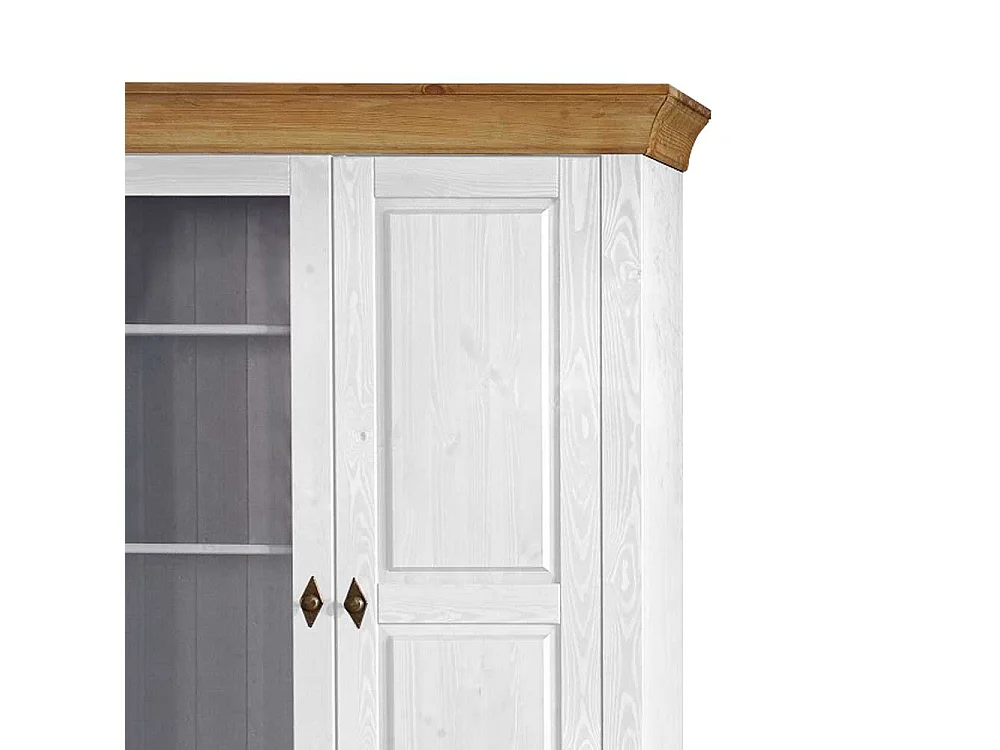 Standvitrine in Weiß Kiefer teilmassiv Landhaus