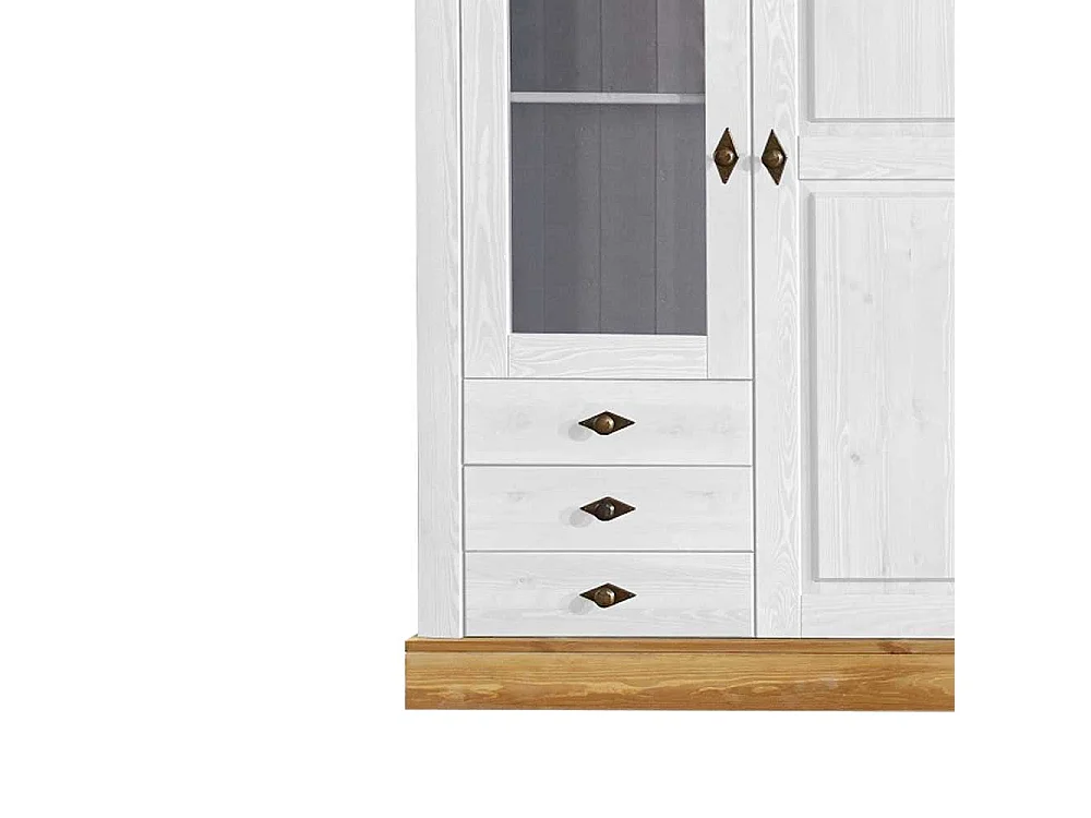 Standvitrine in Weiß Kiefer teilmassiv Landhaus