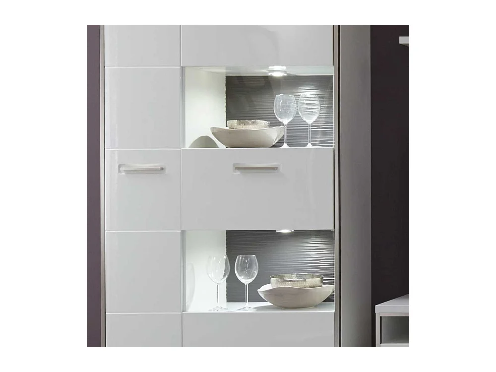 Standvitrine in Weiß Hochglanz Glas LED Beleuchtung