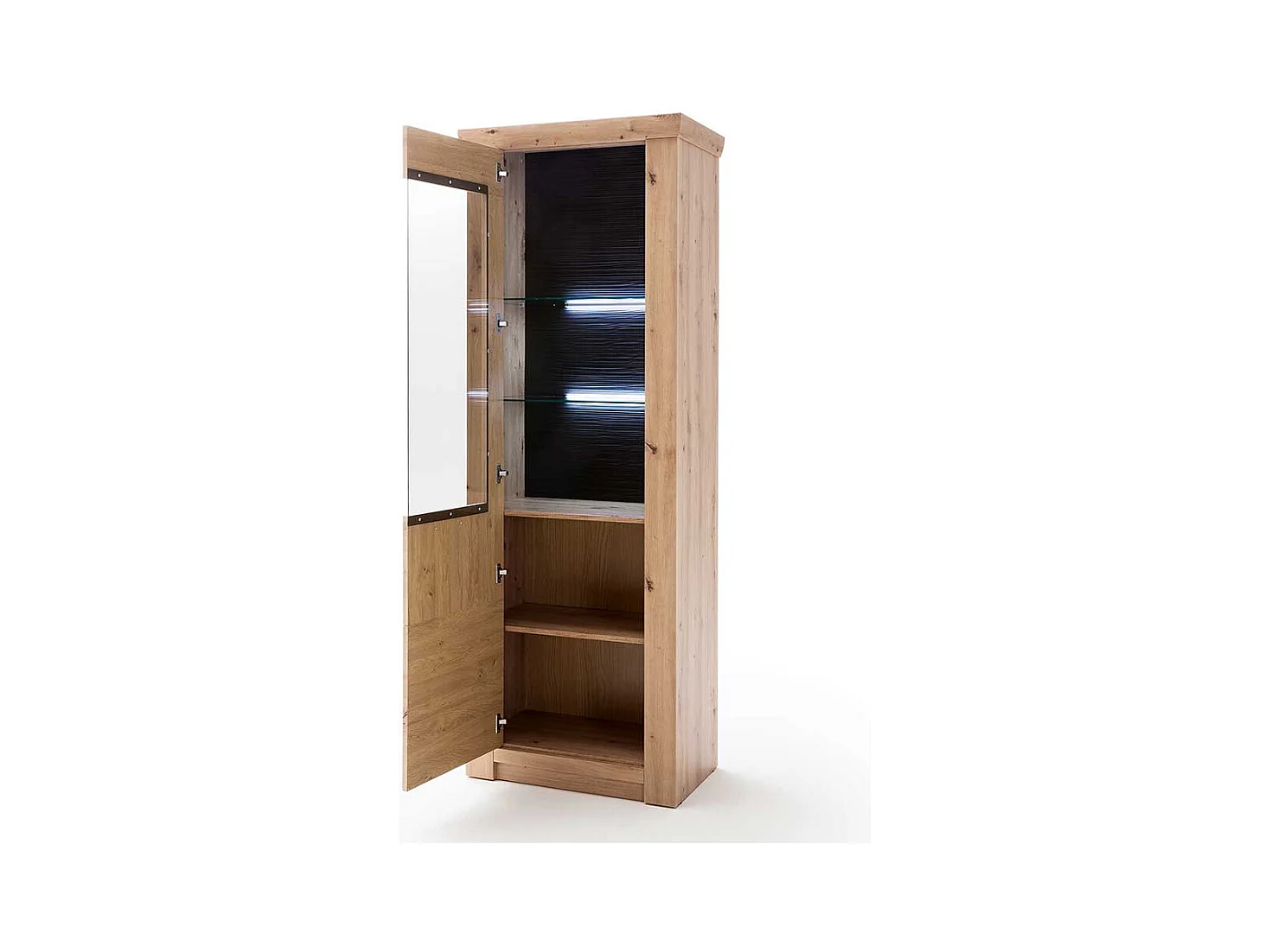 Standvitrine in Eichefarben und Anthrazit modern