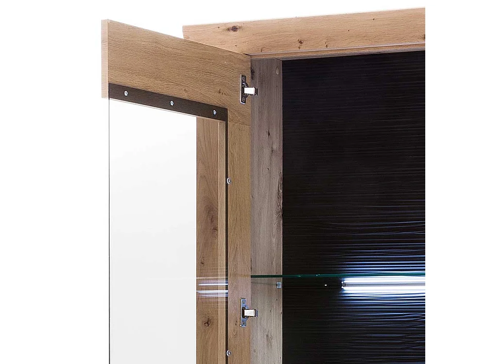 Standvitrine in Eichefarben und Anthrazit modern