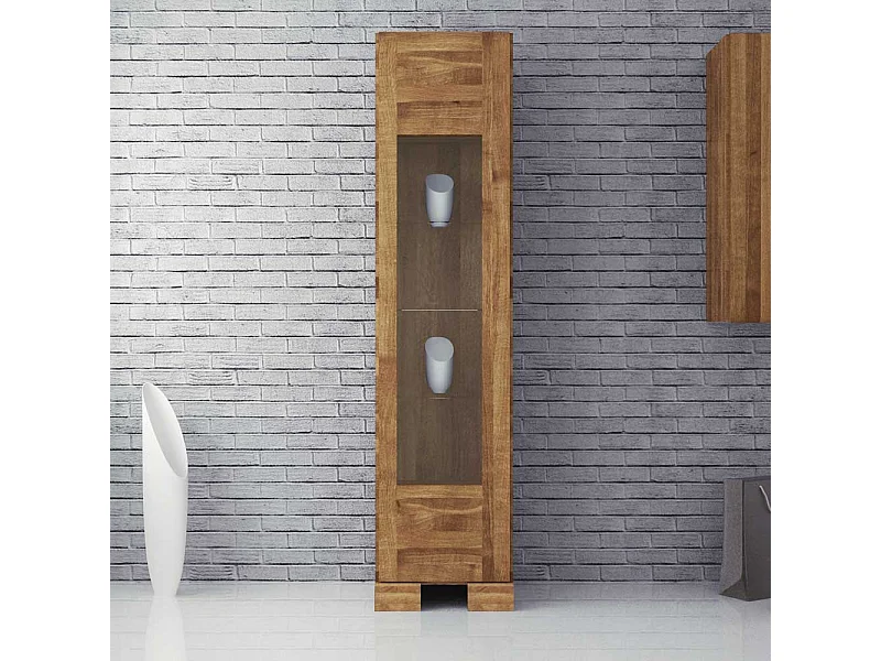 Standvitrine aus Wildeiche Massivholz 45 cm
