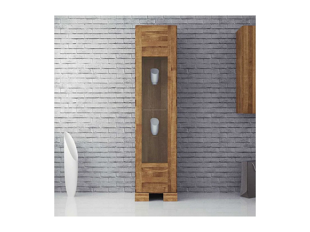Standvitrine aus Wildeiche Massivholz 45 cm