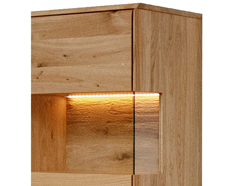 Wohnzimmervitrine aus Wildeiche Massivholz LED Beleuchtung