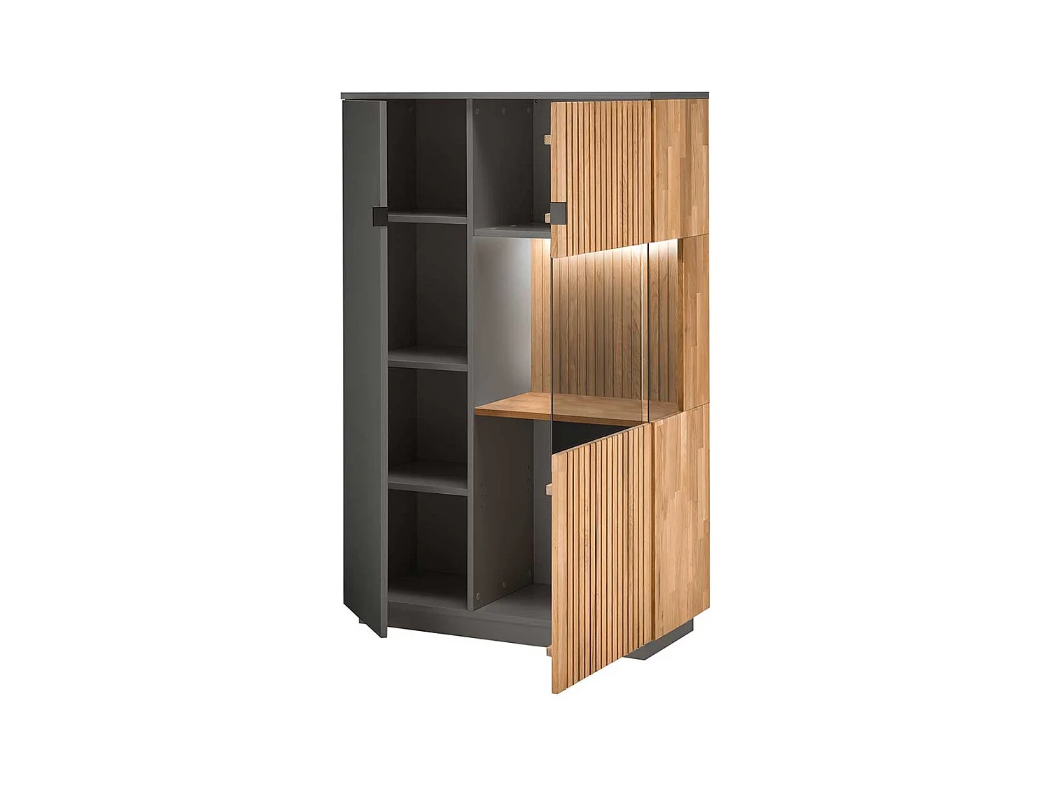 Esszimmervitrine mit Beleuchtung in Eiche Bianco Anthrazit