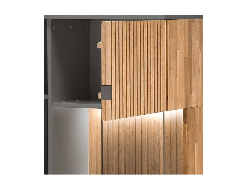 Esszimmervitrine mit Beleuchtung in Eiche Bianco Anthrazit