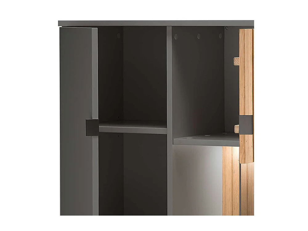 Esszimmervitrine mit Beleuchtung in Eiche Bianco Anthrazit