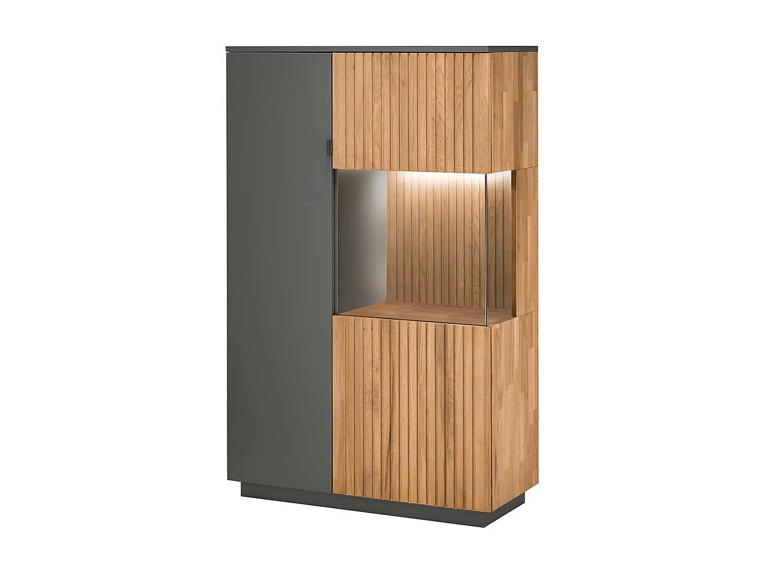 Esszimmervitrine mit Beleuchtung in Eiche Bianco Anthrazit