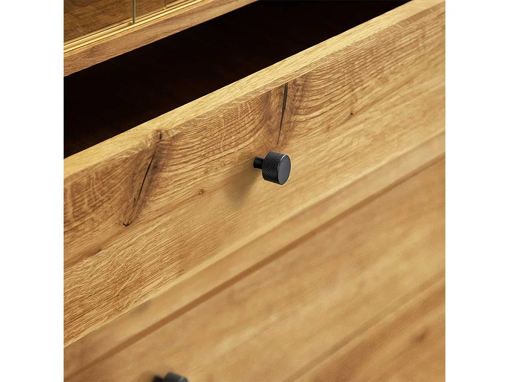 Standvitrine aus Wildeiche Massivholz 100 cm breit