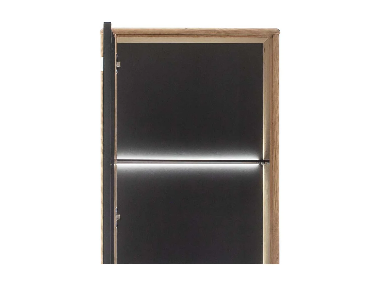 Wohnzimmervitrine schmal in Wildeichefarben und Anthrazit 190 cm hoch