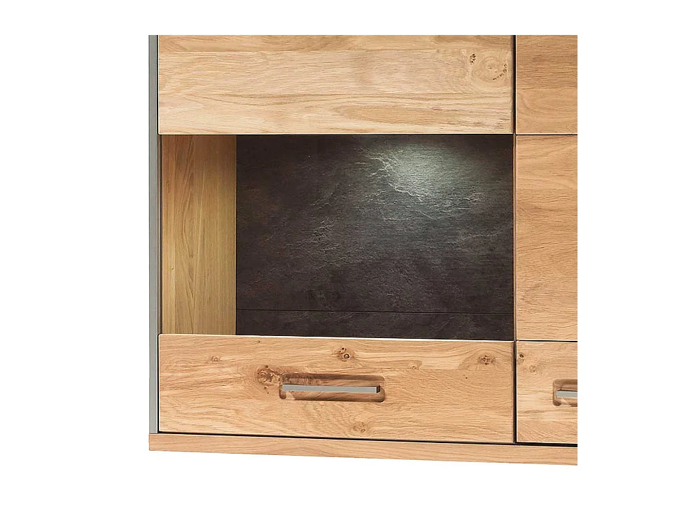 Wohnzimmer Wandvitrine mit Asteiche furniert 120 cm hoch