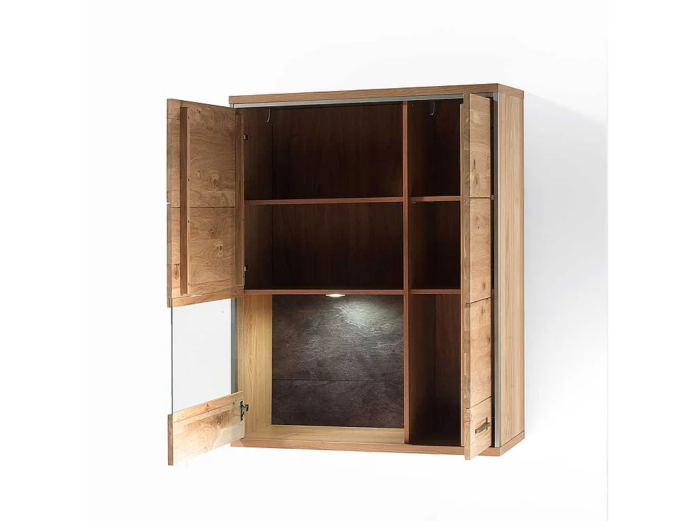 Wohnzimmer Wandvitrine mit Asteiche furniert 120 cm hoch
