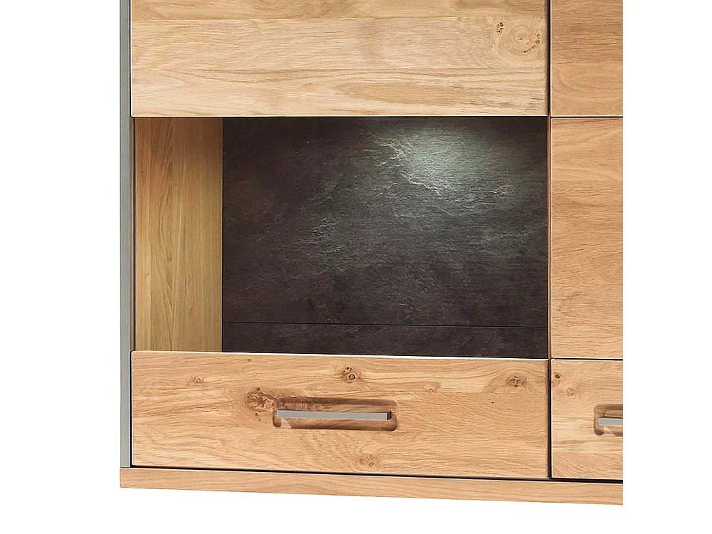 Wohnzimmer Wandvitrine mit Asteiche furniert 120 cm hoch