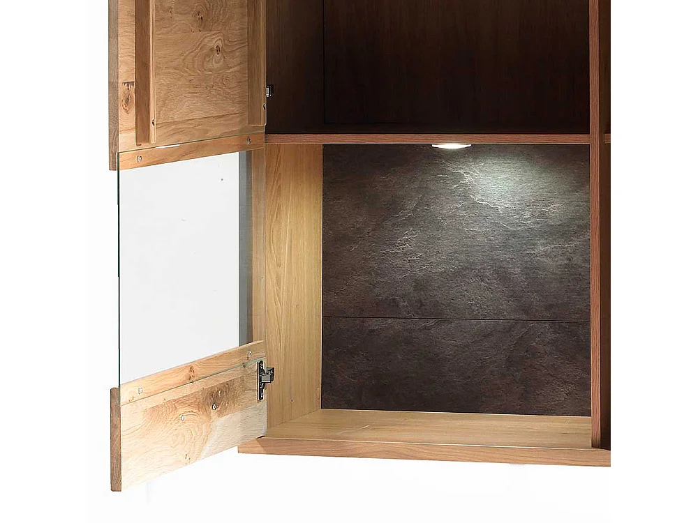 Wohnzimmer Wandvitrine mit Asteiche furniert 120 cm hoch
