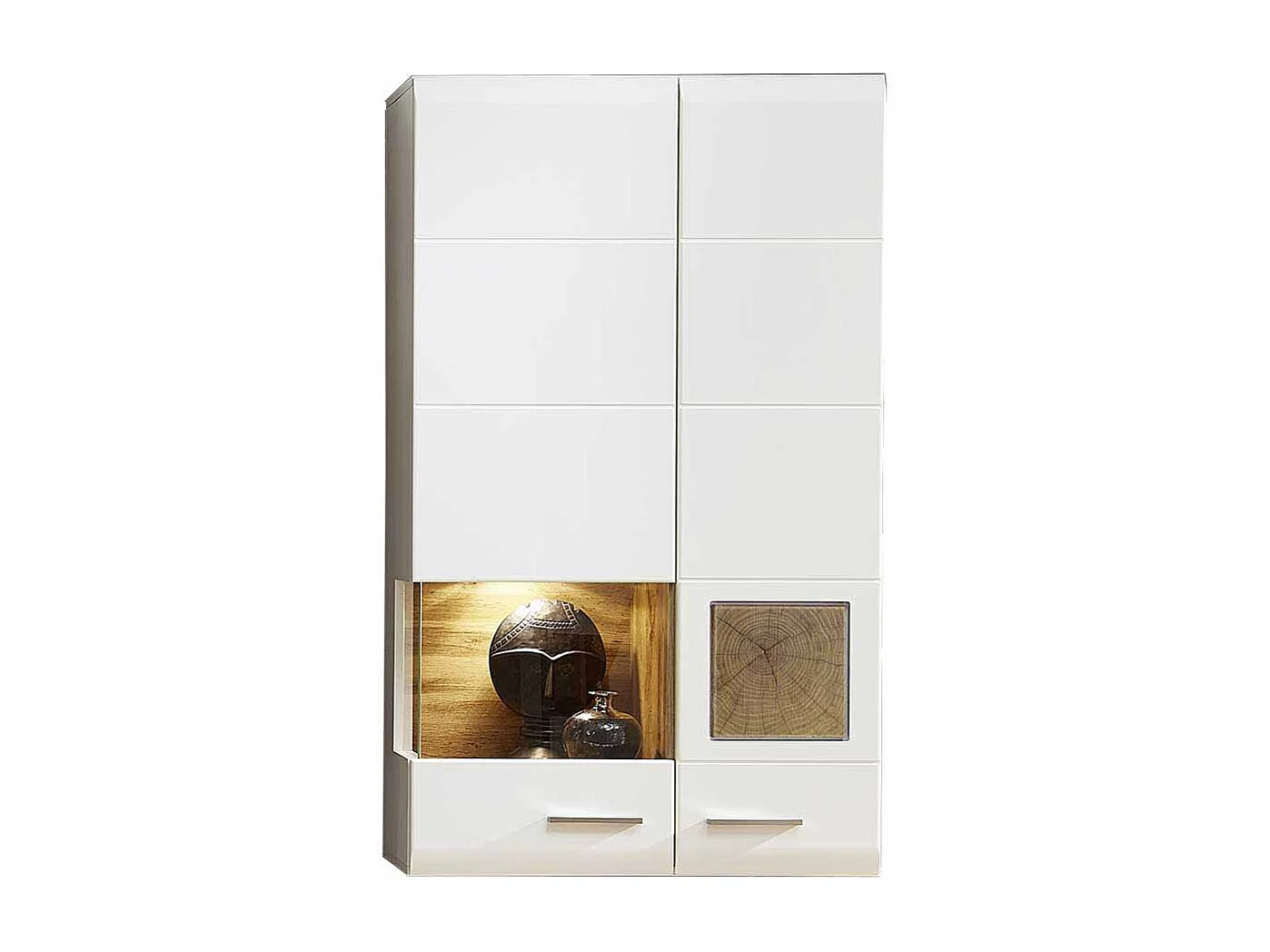 Hängevitrine in Weiß Holz Dekor LED Beleuchtung