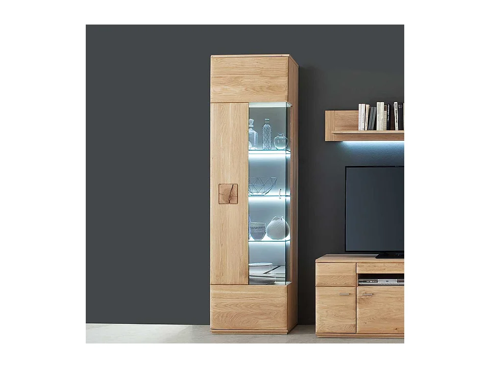Standvitrine aus Eiche Bianco 60 cm