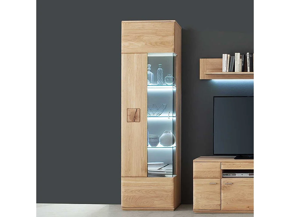 Standvitrine aus Eiche Bianco 60 cm