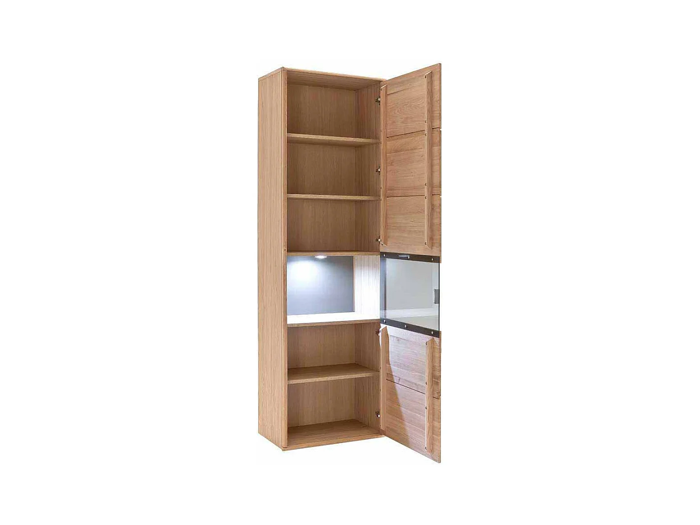 Wohnzimmervitrine aus Eiche hell geölt LED Beleuchtung