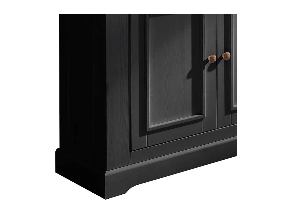 Wohnzimmervitrine in Grau und Eichefarben Kiefer Massivholz