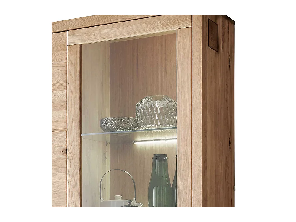 XL Wohnzimmervitrine aus Wildeiche Massivholz Hirnholzeinlagen