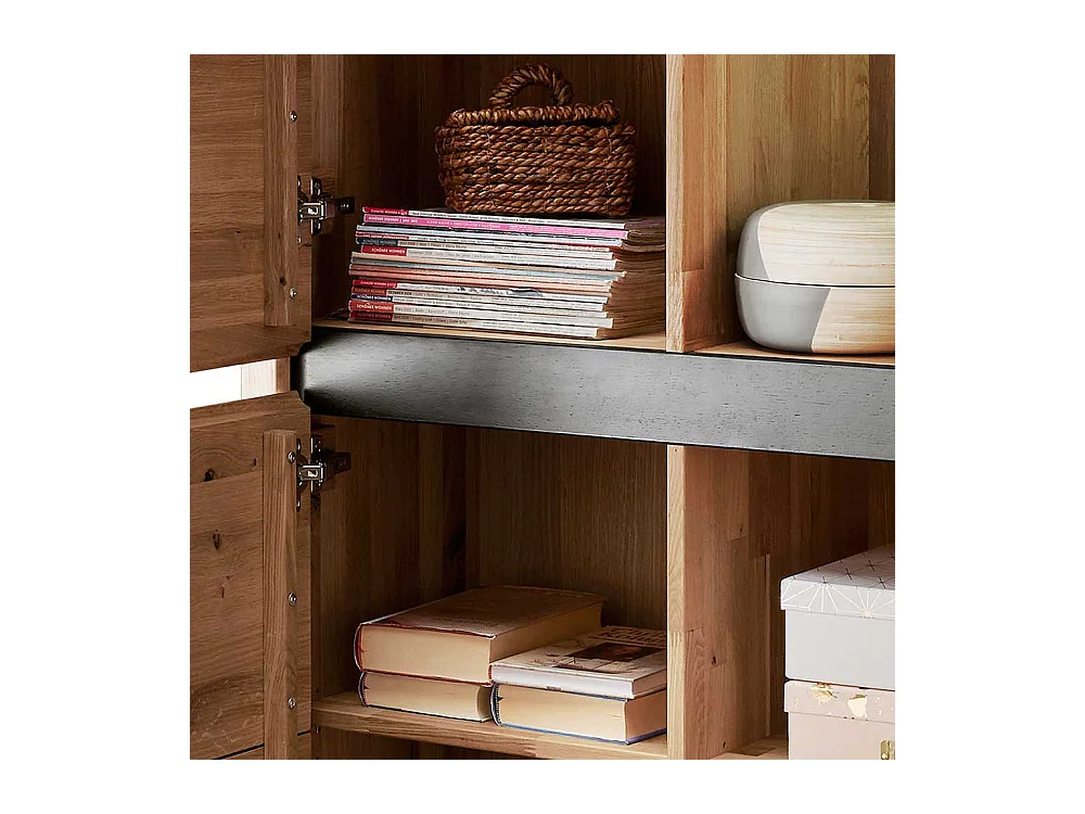 XL Wohnzimmervitrine aus Wildeiche Massivholz Hirnholzeinlagen