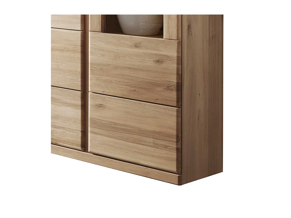 Standvitrine aus Wildeiche Bianco geölt LED Beleuchtung