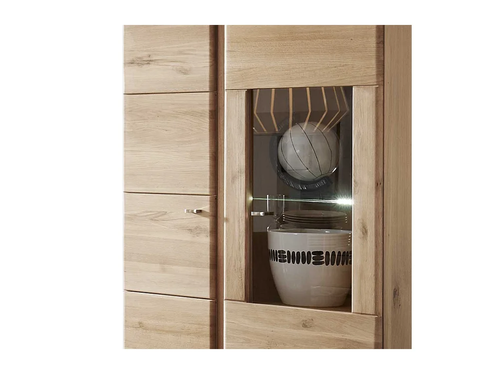 Standvitrine aus Wildeiche Bianco geölt LED Beleuchtung