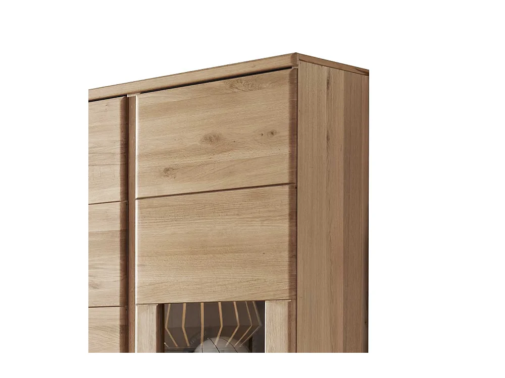 Standvitrine aus Wildeiche Bianco geölt LED Beleuchtung