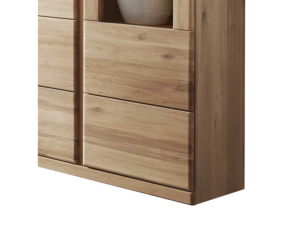 Standvitrine aus Wildeiche Bianco geölt LED Beleuchtung