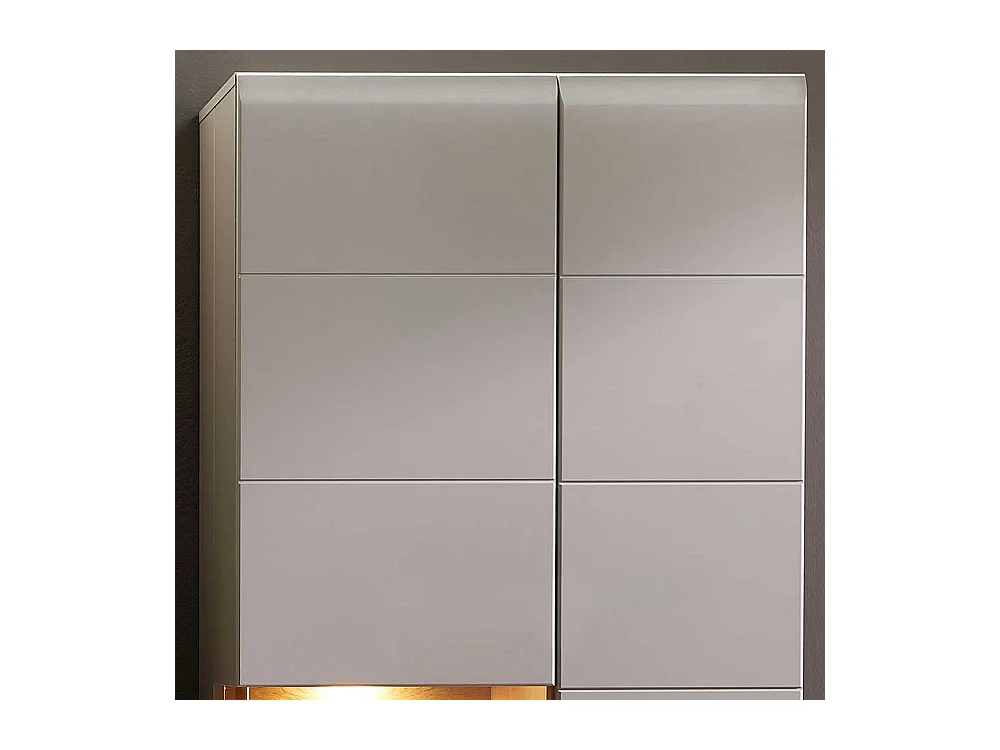 Hängevitrine in Grau und Eiche Optik LED Beleuchtung