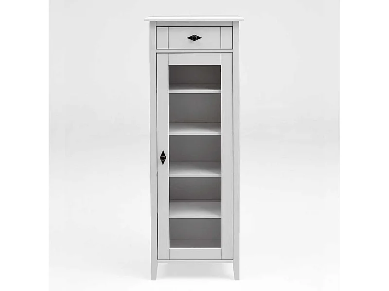 Standvitrine in Weiß Kiefer teilmassiv Badezimmer