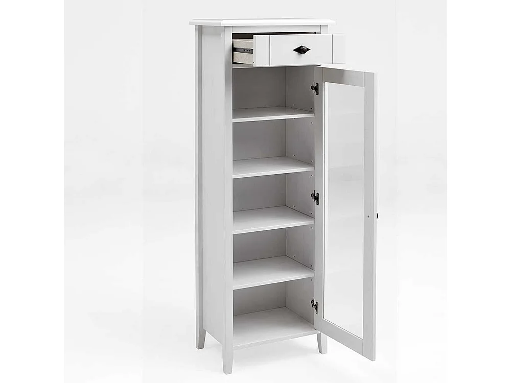 Standvitrine in Weiß Kiefer teilmassiv Badezimmer