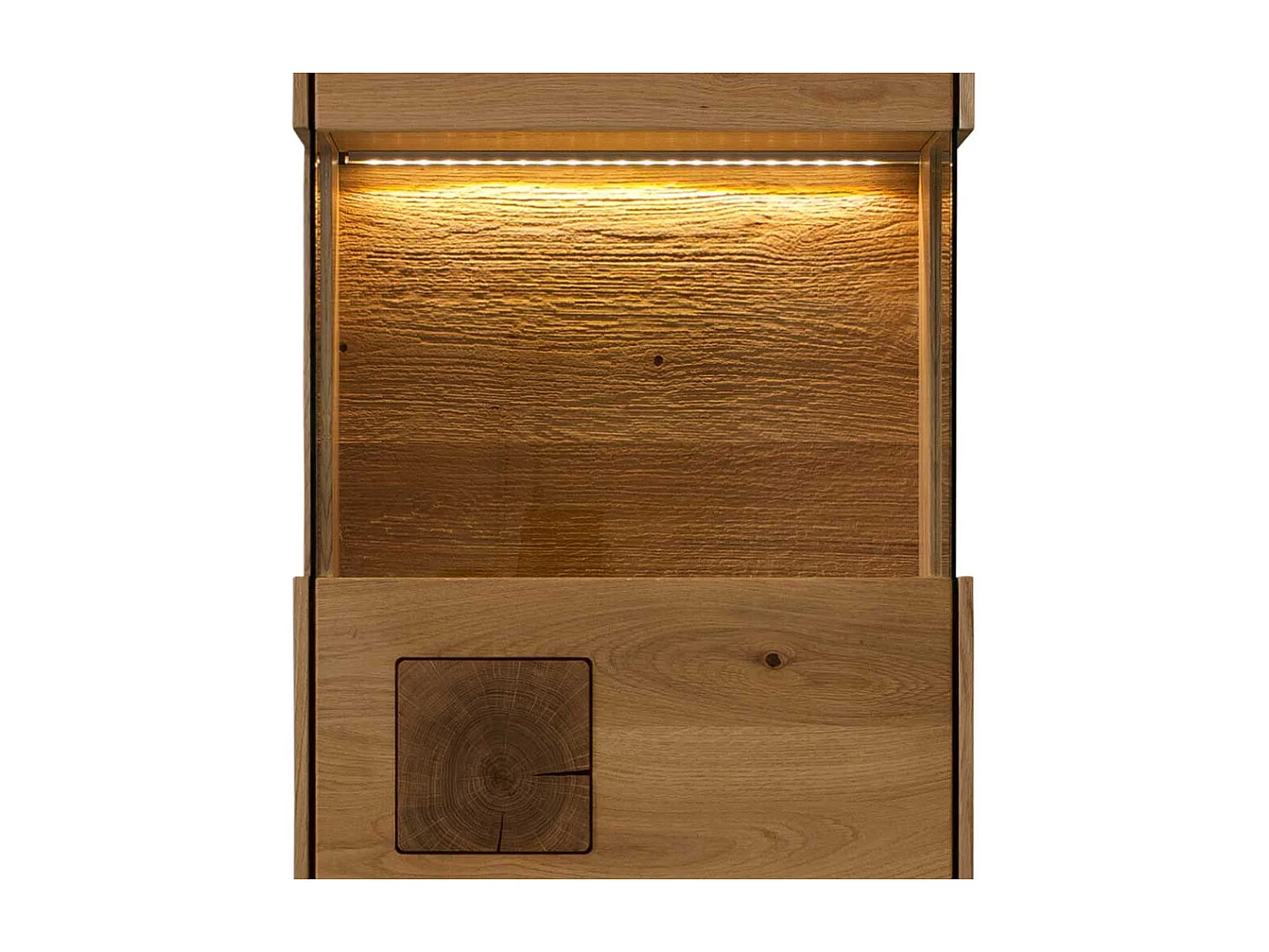 Hängevitrine Wildeiche geölt aus Massivholz 43 cm breit