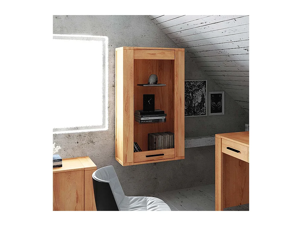Wandvitrine aus Kernbuche Massivholz 120 cm hoch