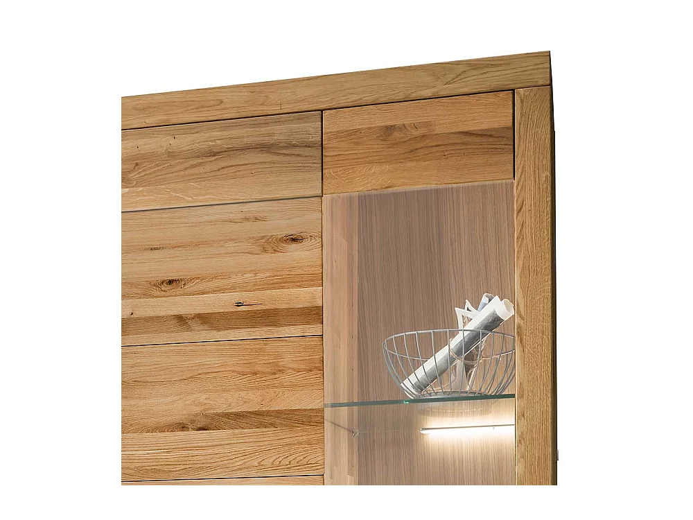 XL Wohnzimmervitrine aus Wildeiche Massivholz 4 Türen mit Soft Close