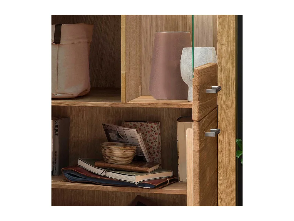 XL Wohnzimmervitrine aus Wildeiche Massivholz 4 Türen mit Soft Close