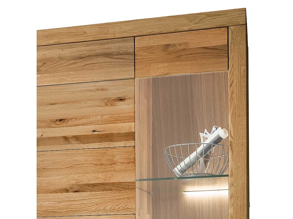 XL Wohnzimmervitrine aus Wildeiche Massivholz 4 Türen mit Soft Close