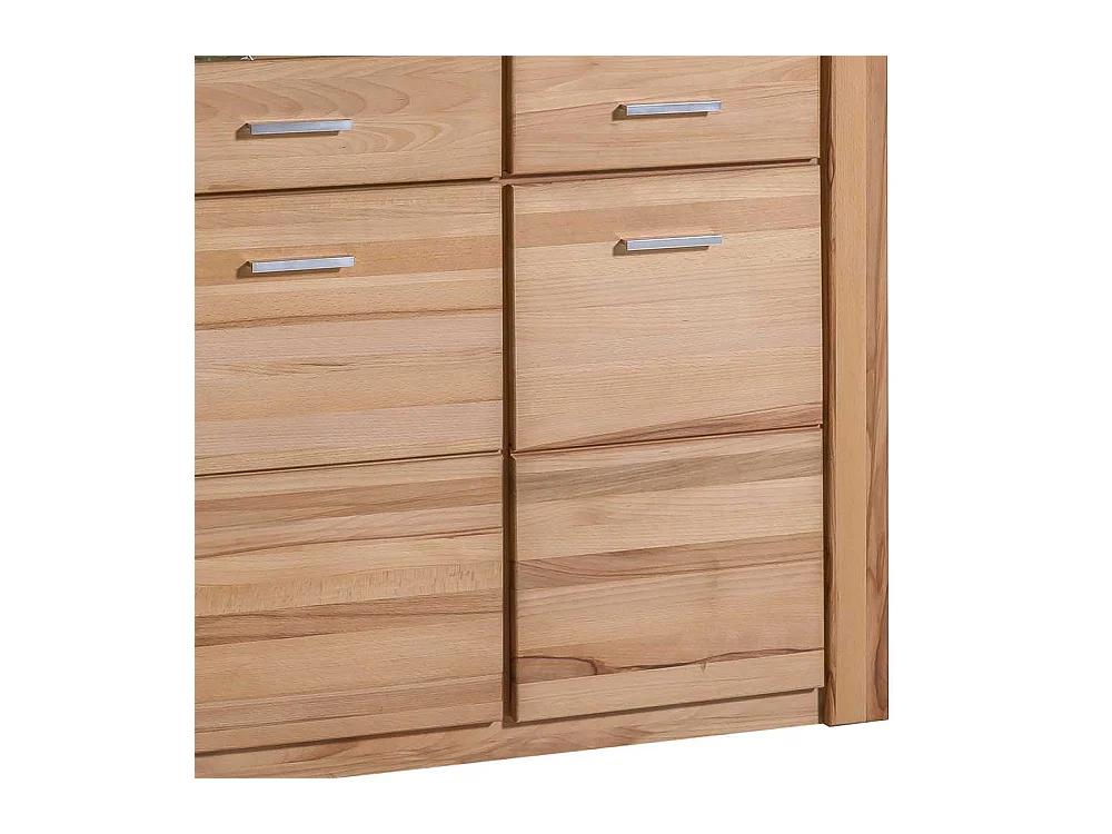 Wohnzimmervitrine aus Kernbuche teilmassiv 200 cm hoch