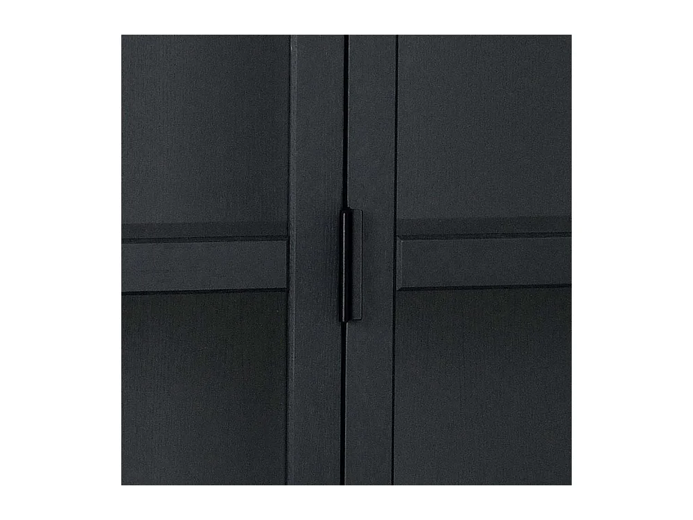 Wohnzimmervitrine in Schwarz Eiche Massivholz und Stahl