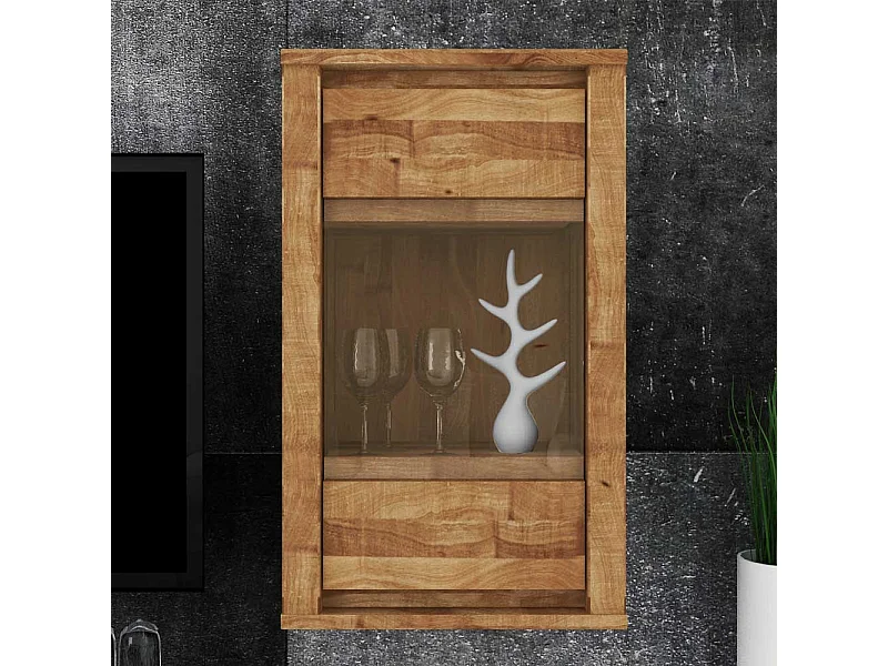 Wildeiche Wandvitrine massiv geölt 45 cm breit